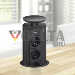 Двойное зарядное устройство EVOline Port USB Type-AC / Полностью черный / 3 разъема