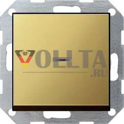 Gira 0136604 System55 Контрольный выключатель с подсветкой, 10А, универсальный, выключатель/переключатель латунь